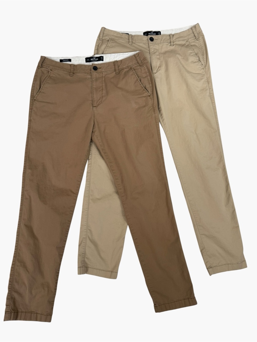 Hollister Skinny Chino Epic Flex Pants 2 Pair Bundle W34 L32 Tan Khaki Earthy